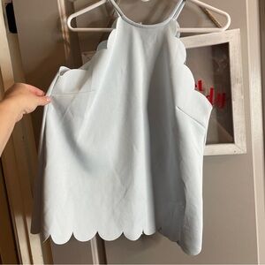 NWT Rachael Size M Blouse Scalloped Sky Blue Sleeveless Halter Neckline